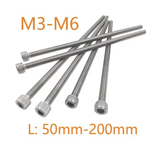 M2 M3 M4 M5 M6 A2 70 Stainless Steel Lengthened Long Allen Hexagon Hex