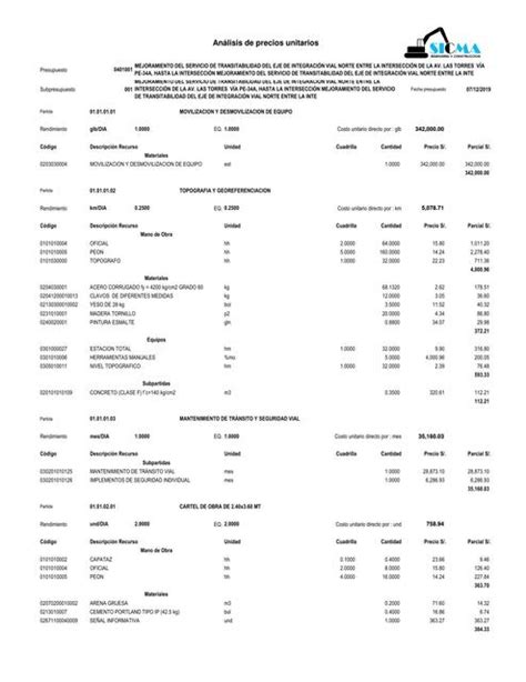 Analisis De Costos Unitarios Yura Luis Flores Udocz