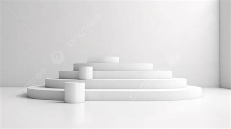 D Render Of A Sleek White Platform Podium For Minimalistic Product