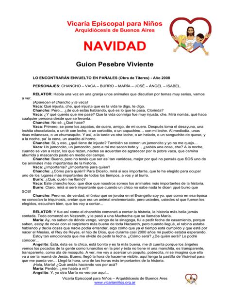 Navidad Vicar A Episcopal Para Ni Os Guion Pesebre Viviente