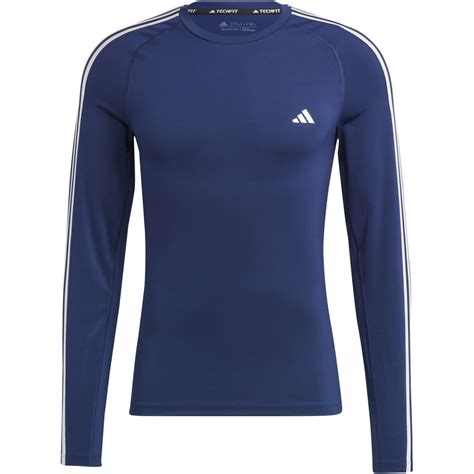 Adidas Techfit 3 Stripes Training Longsleeve Baselayer Men Dark Blue