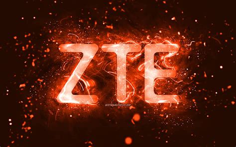 Zte Orange Logo Orange Neon Lights Creative Orange Abstract Background Zte Logo Brands