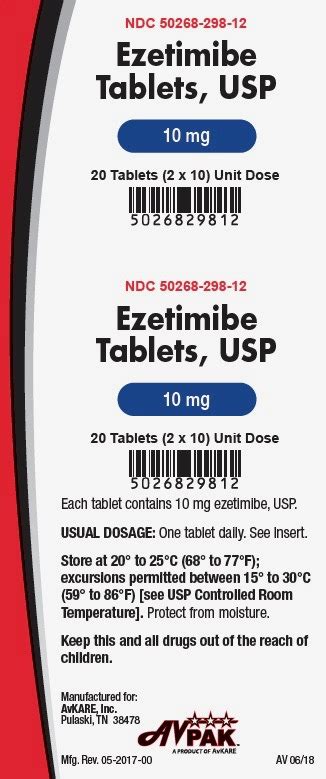 Rx Item Ezetimibe 10MG 20 Tab By Avkare Pharma USA Gen Zetia UD