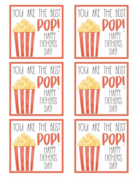 PRINTABLE Popcorn TAGS Father S Day Popcorn You Are The Best Pop