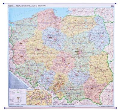 Polska Mapa Cienna Xxl Administracyjna I Drogowa Rurki