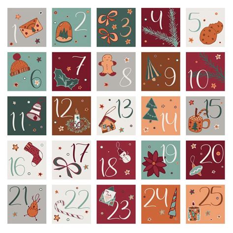 adesivos quadrados de calendário do advento de natal prontos para