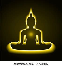 Black Buddha Silhouette Against Dark Yellow Stock Vector Royalty Free