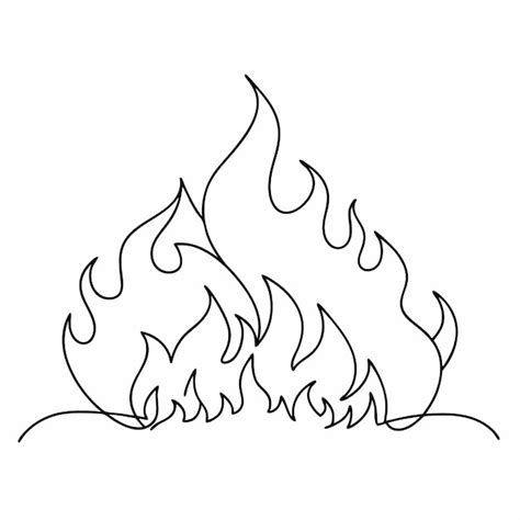 continuous  drawing fire vector illustration  premium ai
