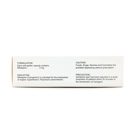 Calcigard 5 Nifedipine 5mg Softgel Capsule