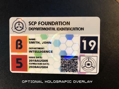 Scp Foundation Departmental Id Card Badge Customized With Etsy