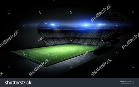 Stadium D Rendering Imaginary Soccer Arena Stock Illustration