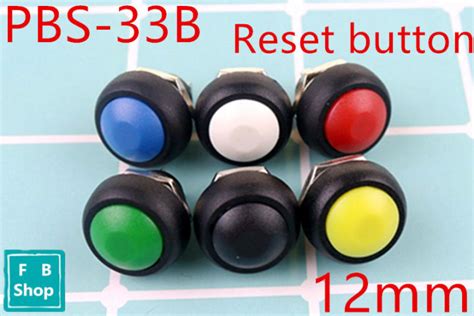 6Pcs PBS 33b 2Pin Mini Switch 12mm 12V 1A Waterproof Momentary Push