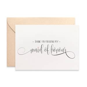 Thank You For Being My Maid Of Honour Card Bridal Wedding Card Script