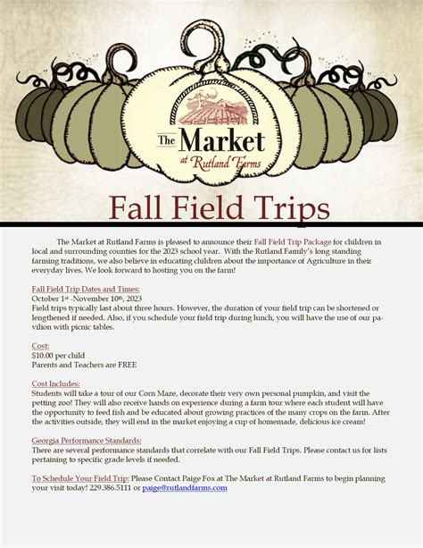 The Market At Rutland Farms Pumpkin Patch Fall Field Trip Flyer