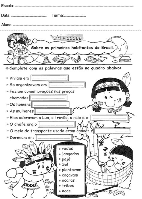 Atividades De Hist Ria Do Ano Os Primeiros Habitantes Ler E Aprender