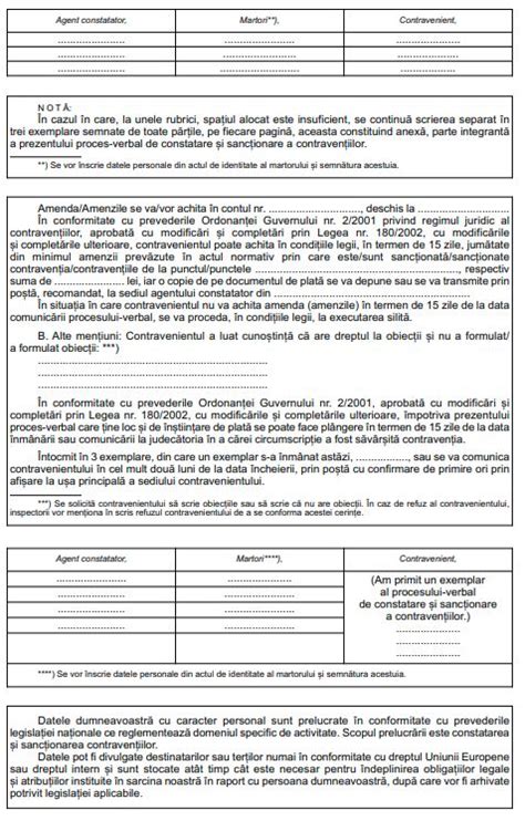 Proces Verbal De Constatare Si Sanctionare A Contraventiilor Model