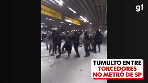 VÍdeo Torcedores E Polícia Entram Em Confronto Dentro De Estação Do Metrô Em Sp São Paulo G1