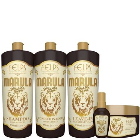 Felps Marula Kit Shampoo Condicionador Mascara Leave in Óleo peq