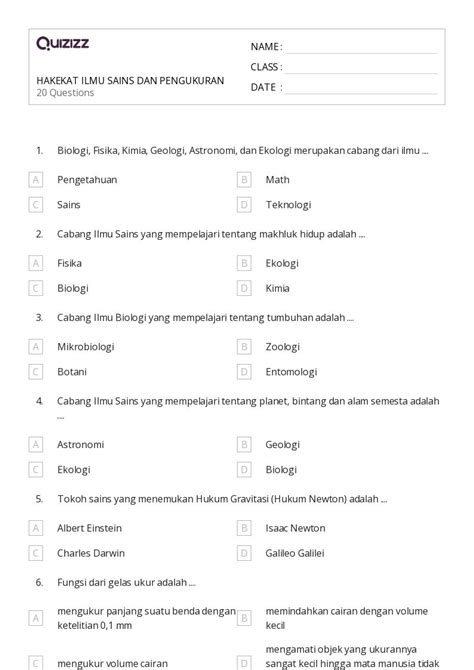 50 Lembar Kerja Sains Untuk Kelas 7 Di Quizizz Gratis Dapat Dicetak