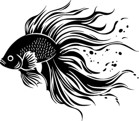 Betta fisch schwarz weiß vektor illustration Premium Vektor