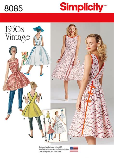 Simplicity Sewing Pattern 8085 Misses Vintage 1950s Wrap Dress In Two