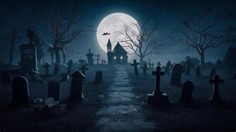 Premium Photo D Render Of Graveyard Cemetery In Spooky Dark Night