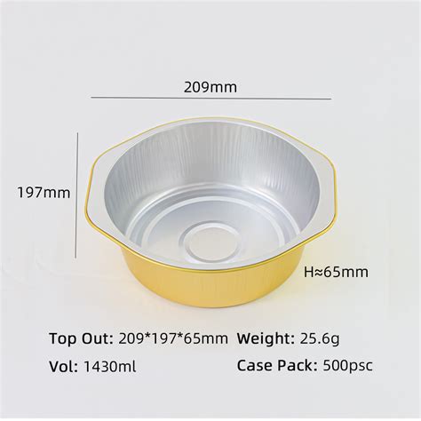 Round Disposable Smooth Wall Aluminum Foil Pot Gold Aluminum Foil