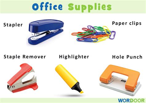 Wordoor English — Vocabulary – Useful office supplies! Which of...