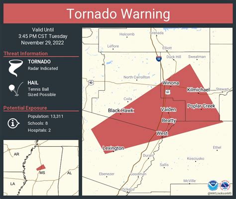 Nws Tornado On Twitter Tornado Warning Including Winona Ms Lexington Ms And Vaiden Ms Until 3