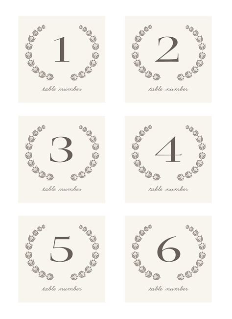 Table Number Free Printable