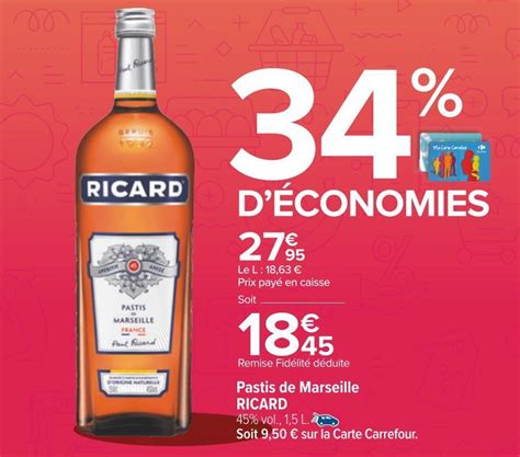 Promo Ricard Pastis De Marseille Chez Carrefour