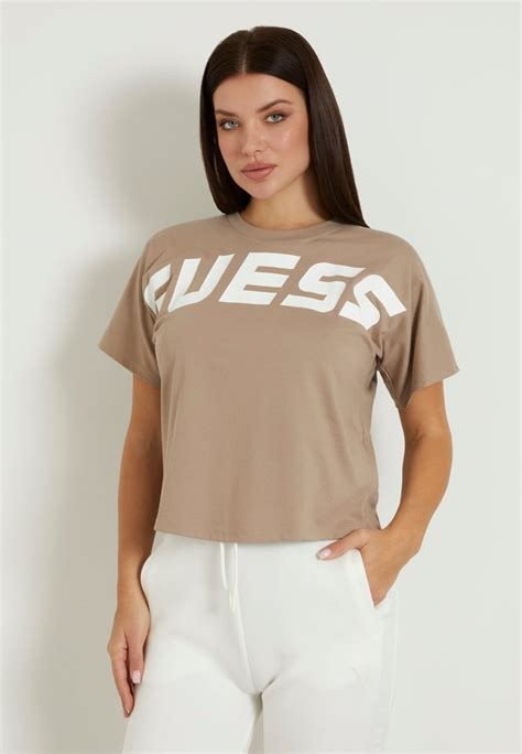 Guess Vorne Und Hinten T Shirt Print Beige Zalandonl