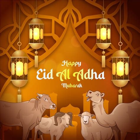 Cartaz De Sauda O De Vetor Eid Al Adha Modelo De Cartaz De Cabra E