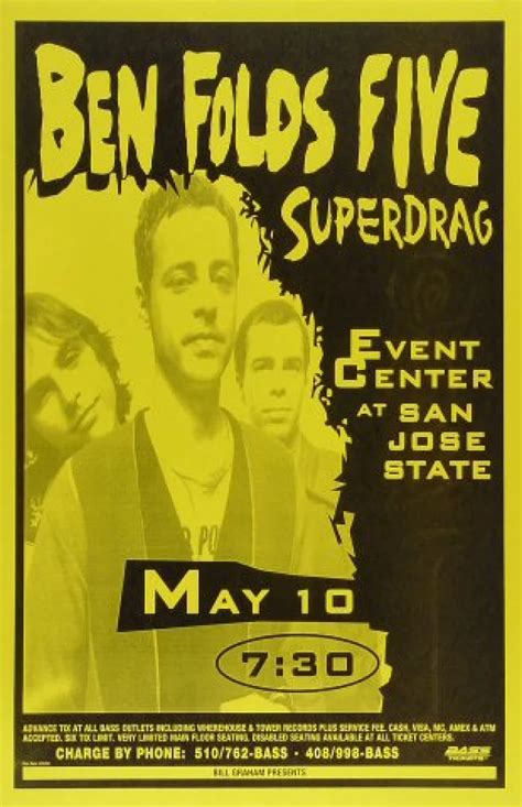 Ben Folds Five Vintage Concert Poster From San Jose State Event Center