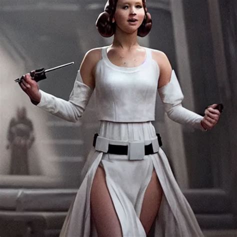 Jennifer Lawrence As Princess Leia In Star Wars Stable Diffusion