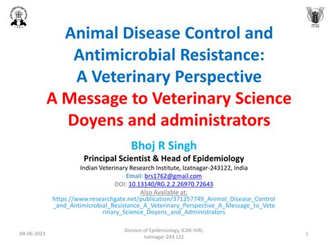 (PDF) Animal Disease Control and Antimicrobial Resistance: A Veterinary ...