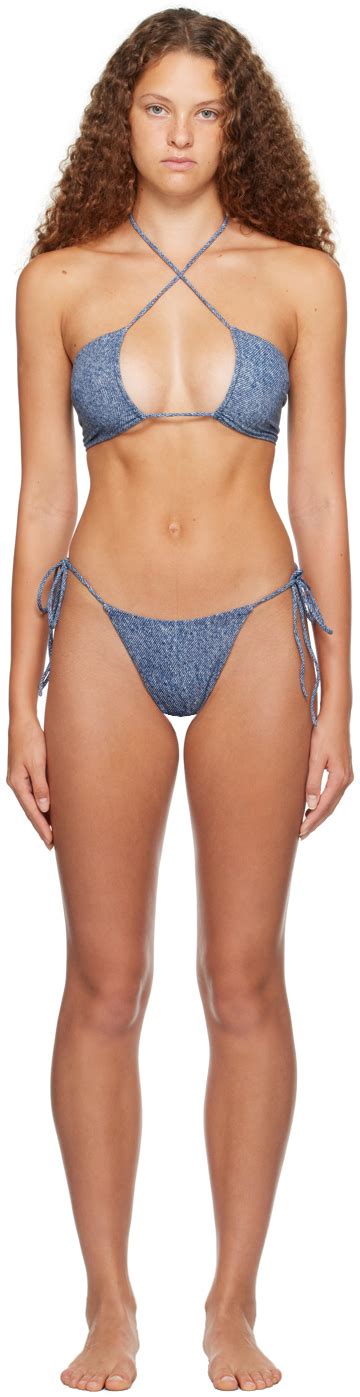 Magda Butrym Blue String Tie Bikini Top Magda Butrym