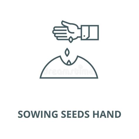 Sowing Seeds Hand Vector Line Icon Linear Concept Outline Sign