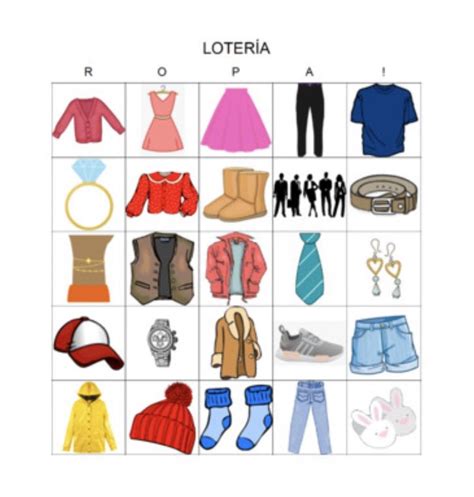 La Ropa Lotería Mexican Bingo Clothing Spanish Clothes Loteria