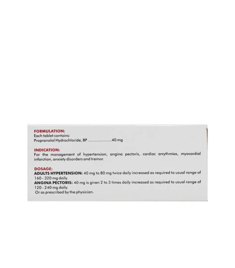 Rx TGP Propranolol HCI Tab 40mg