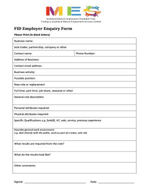 Fillable Online Osea Org Employment Enquiry Form Perspective Employer