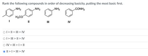 Solved Rank The Following Compounds In Order Of Decreasing