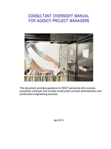 Consultant Oversight Manual For Agency Project Managers General