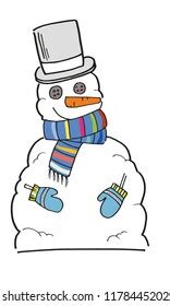 Snowman Drawing Color Stock Vector (Royalty Free) 1178445202 | Shutterstock