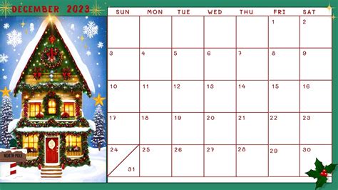 December 2023 Printable Calendar, Christmas Landscape Calendar - Etsy