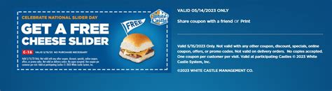 Wario On Twitter Free Cheese Slider At White Castle Today Only W