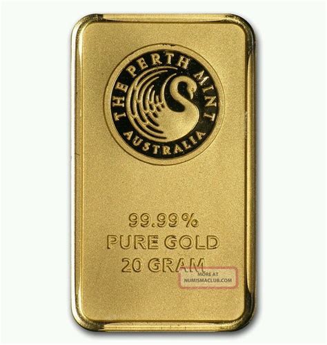 20 Gram Perth 99. 99 Fine 24 Karat Gold Bar In Assay