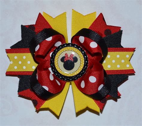 Disney Inspired Minnie Mouse Layered Boutique Hair Bow Etsy Lazos