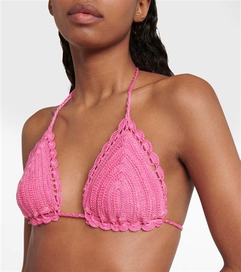 Exclusive To Mytheresa Crochet Bikini Top In Pink Anna Kosturova