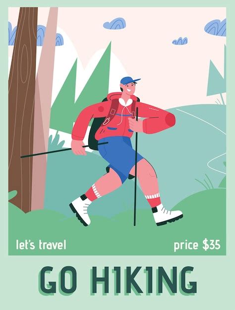 Premium Vector Poster Of Go Hiking And Lets Travel Concept